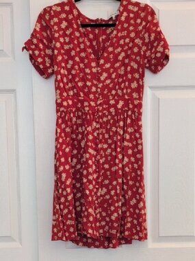 Madewell Size 2 Button-Front Tie-Sleeve Retro Dress